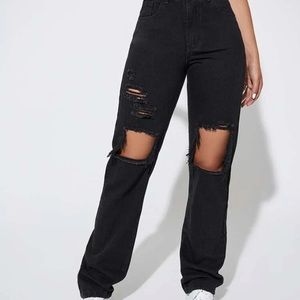 black ripped boyfriend jeans from Shein